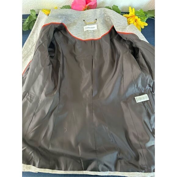 Calvin Klein Women’s Petite Linen Blend-Blazer Otter/White Size 2P - Picture 10 of 14